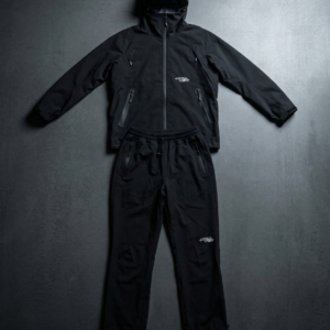 Black technical recycled polyester tracksuit set with jacket and pants, J.Will View embroidery